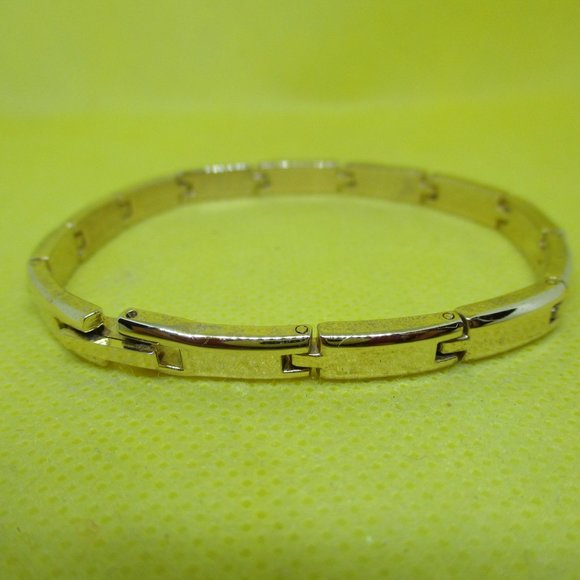 Moonglow Gold Tone Panel Sectional Bracelet White Moonglow Lucite Bars Gold Tone - Picture 8 of 10